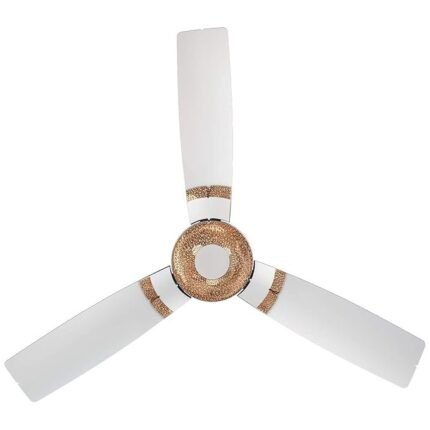 RR Signature Jaipur Tamra 1200mm Designer Ceiling Fan for Home and Office with BEE 3-Star Rating and 40% Energy Saving (2 Year Warranty, Makrana White)